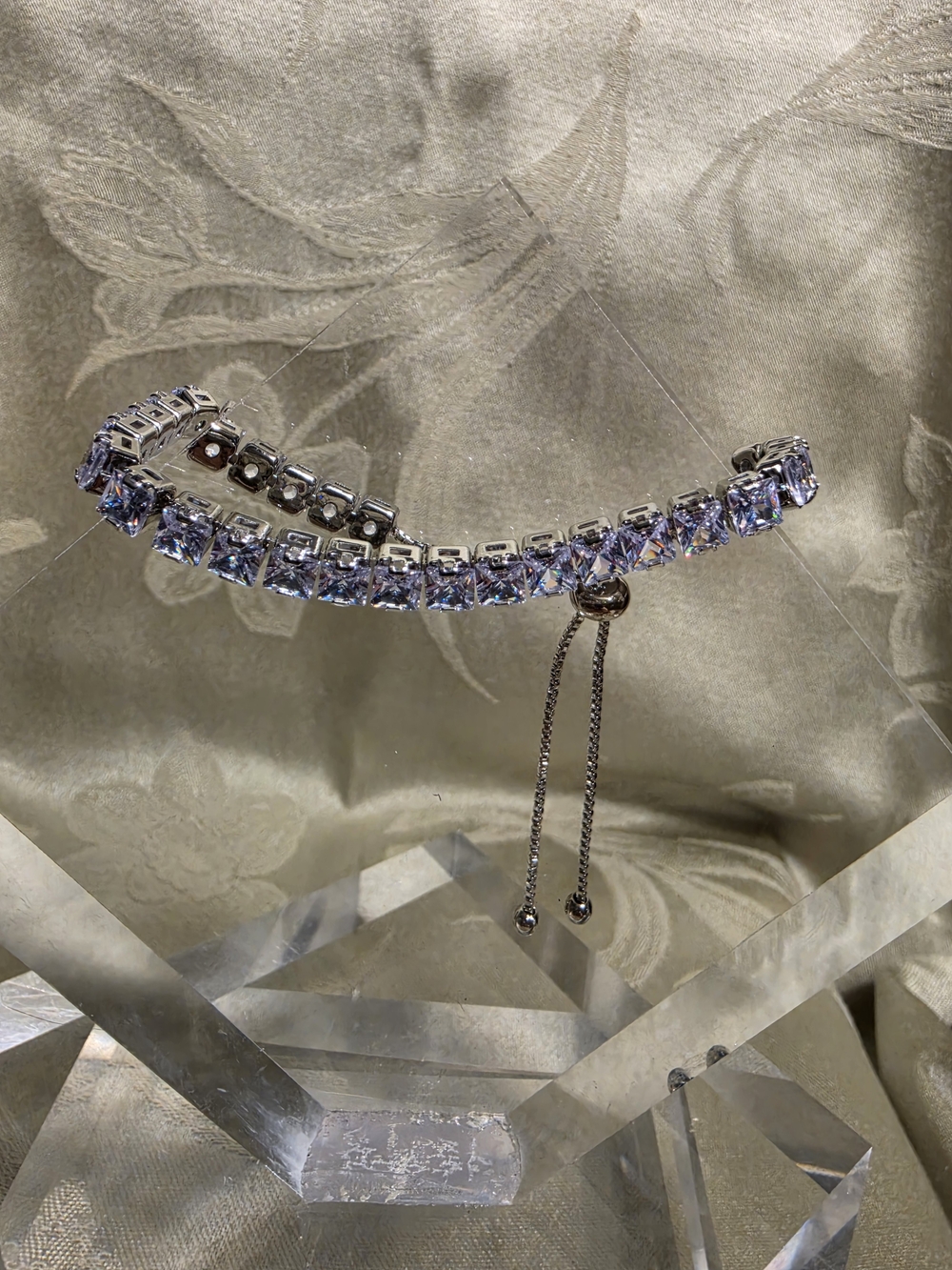 #1236 Swarovski Silver Bracelet with Clear Crystals